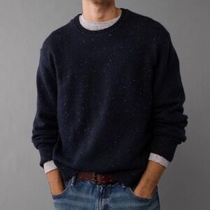 American Eagle Outfitters Navy Speckled Classic Fit Crewneck Sweater NWOT XL #
